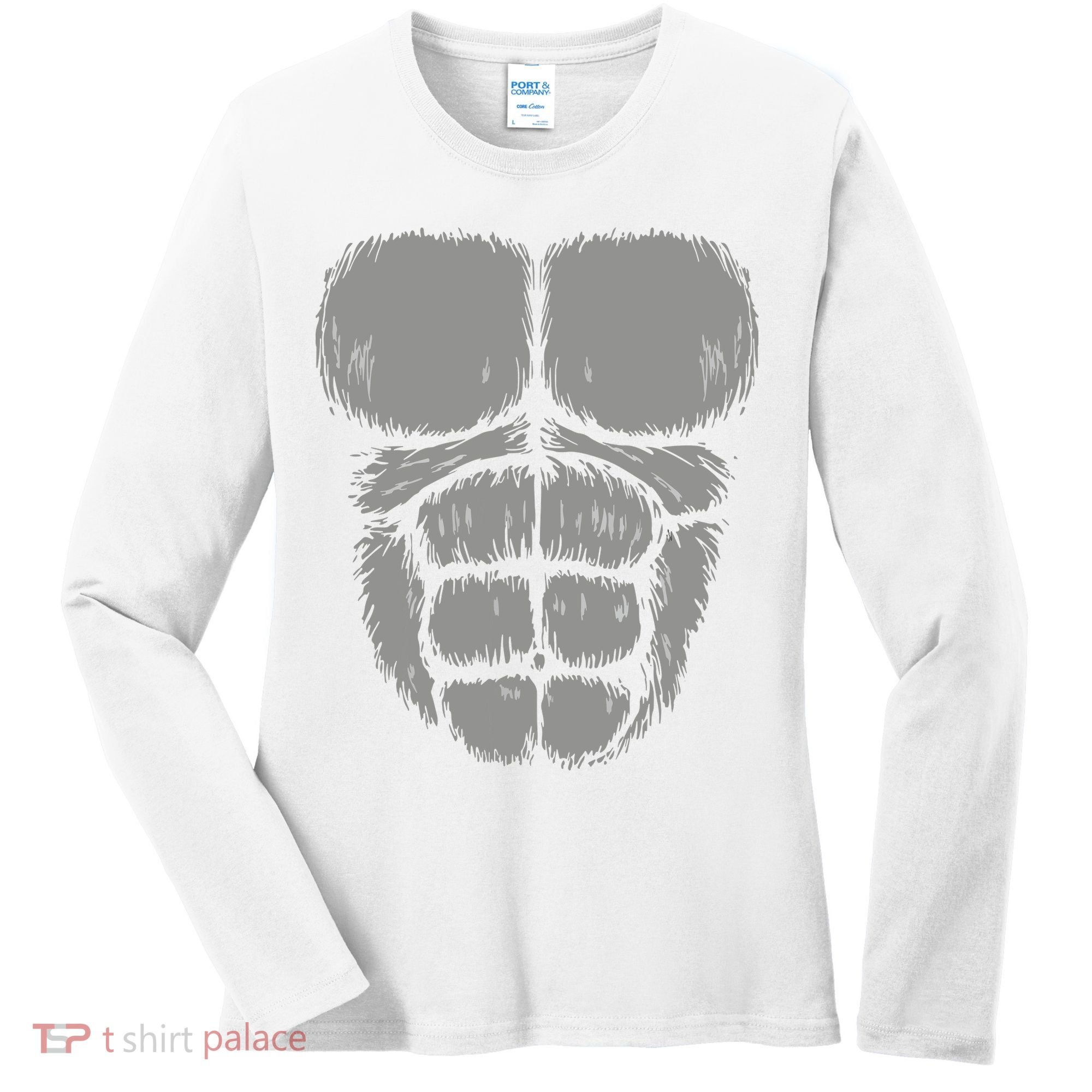 Halloween Funny Gorilla Monkey Belly Chest Costume Women's Long Sleeve Shirt