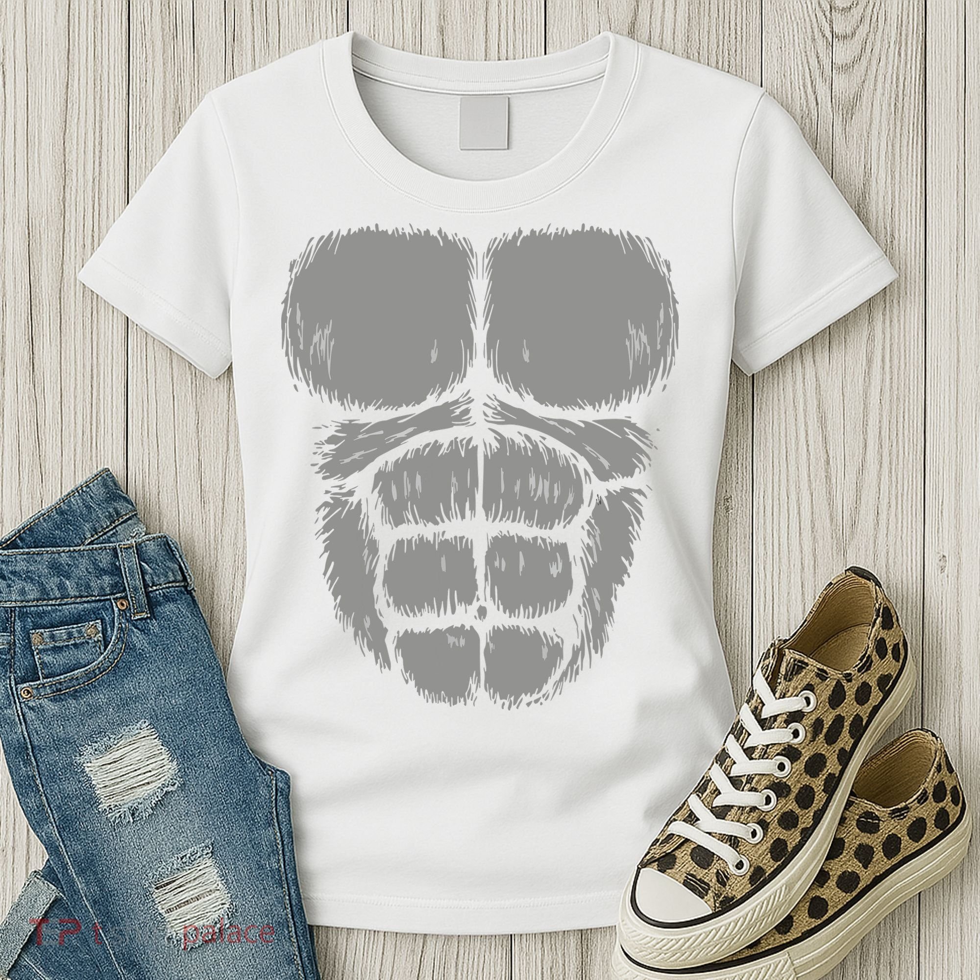 Halloween Funny Gorilla Monkey Belly Chest Costume Women's T-Shirt