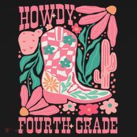 Howdy Fourth Grade Western 4th Grade Teacher Cowboy Cowgirl Long Sleeve Shirt thumb 2