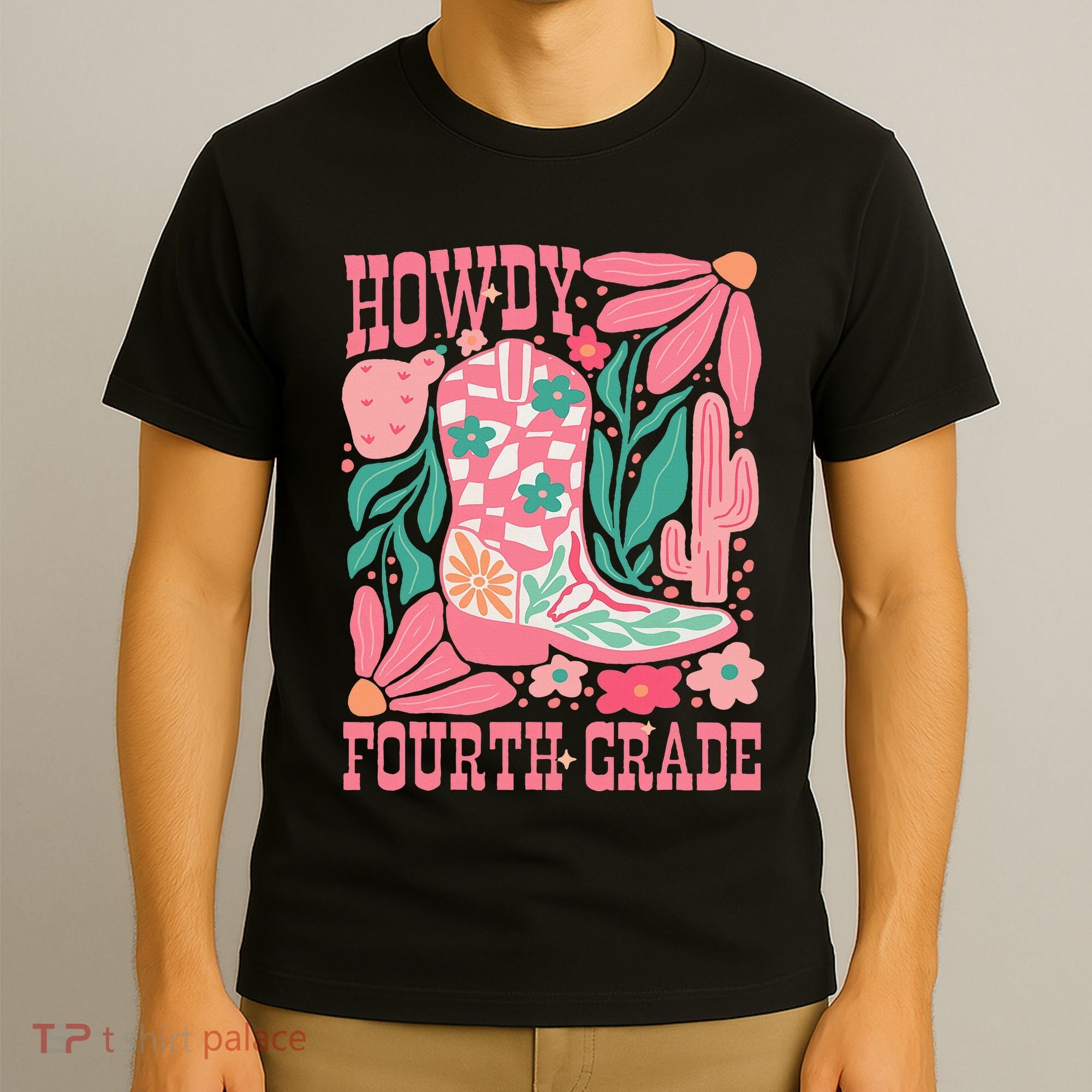 Howdy Fourth Grade Western 4th Grade Teacher Cowboy Cowgirl T-Shirt
