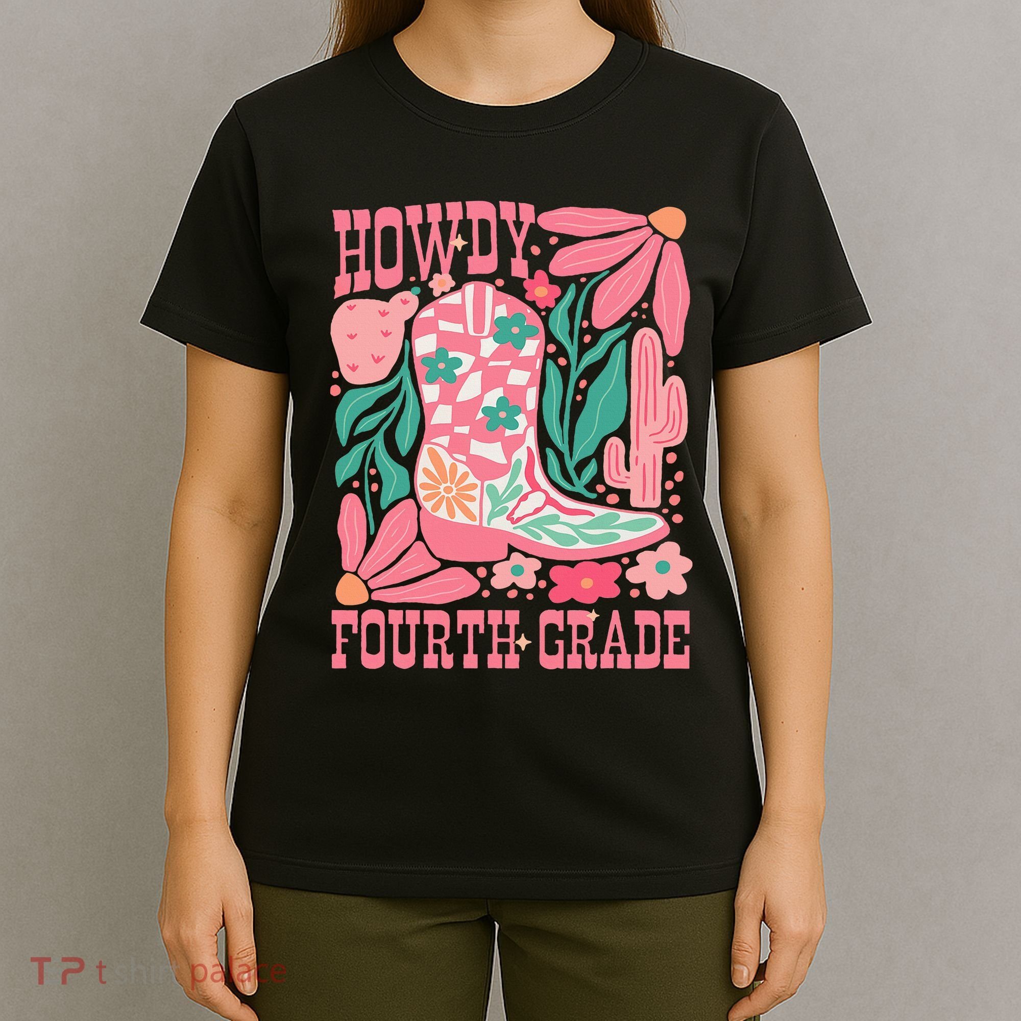 Howdy Fourth Grade Western 4th Grade Teacher Cowboy Cowgirl T-Shirt