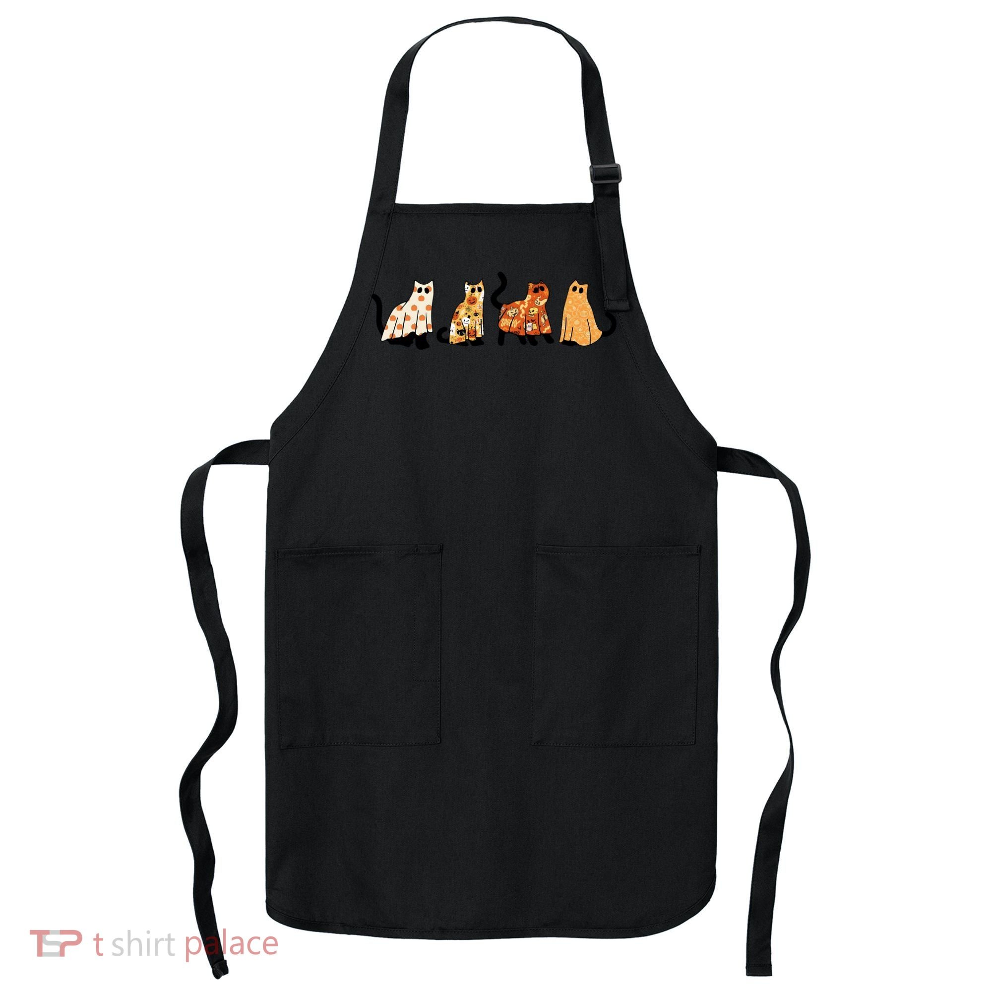 Halloween Funny Ghost Cat Lover Scary Spooky Apron