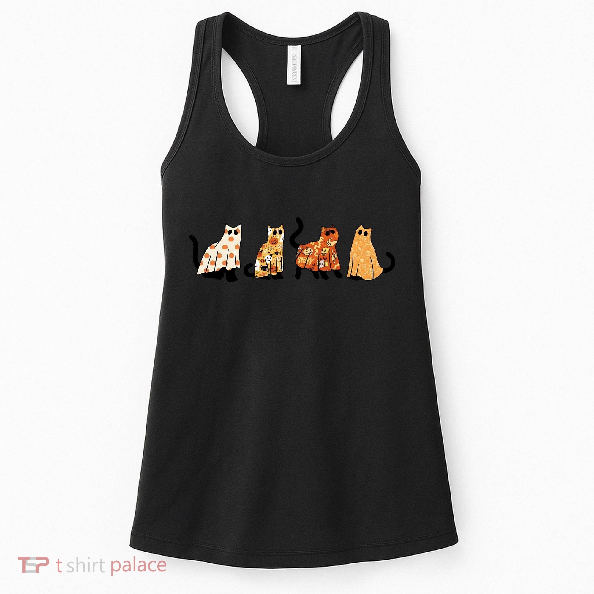 Halloween Funny Ghost Cat Lover Scary Spooky Women's Tank Top