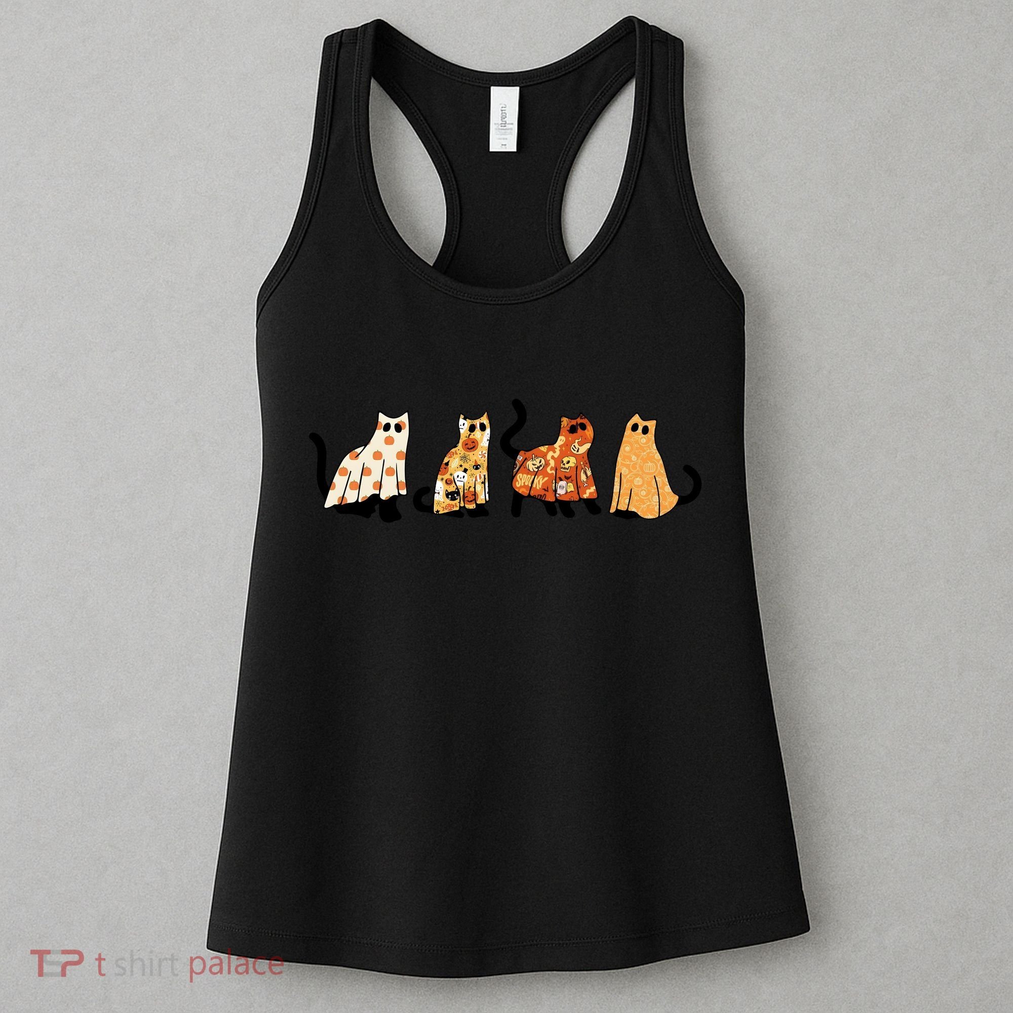 Halloween Funny Ghost Cat Lover Scary Spooky Women's Tank Top