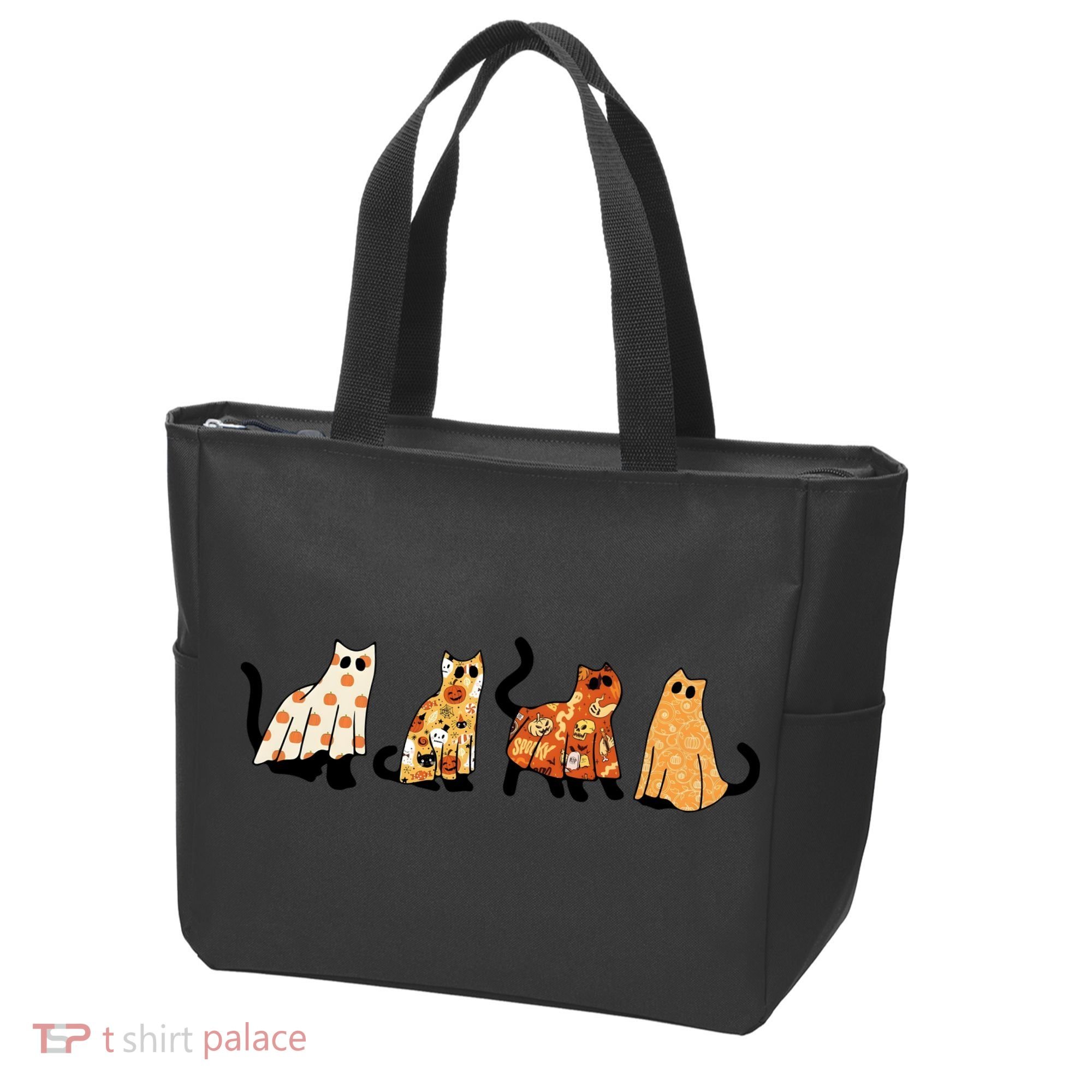 Halloween Funny Ghost Cat Lover Scary Spooky Tote Bag
