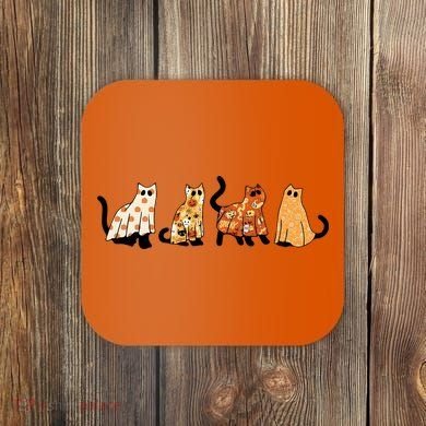 Halloween Funny Ghost Cat Lover Scary Spooky Coaster