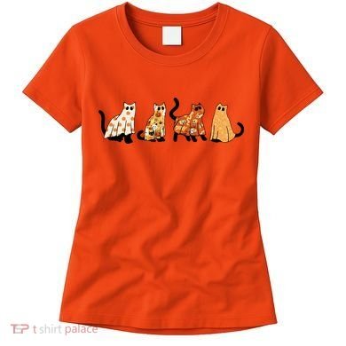 Halloween Funny Ghost Cat Lover Scary Spooky Women's T-Shirt