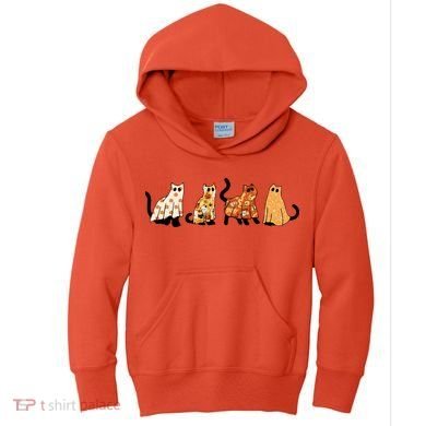 Halloween Funny Ghost Cat Lover Scary Spooky Kids Hoodie
