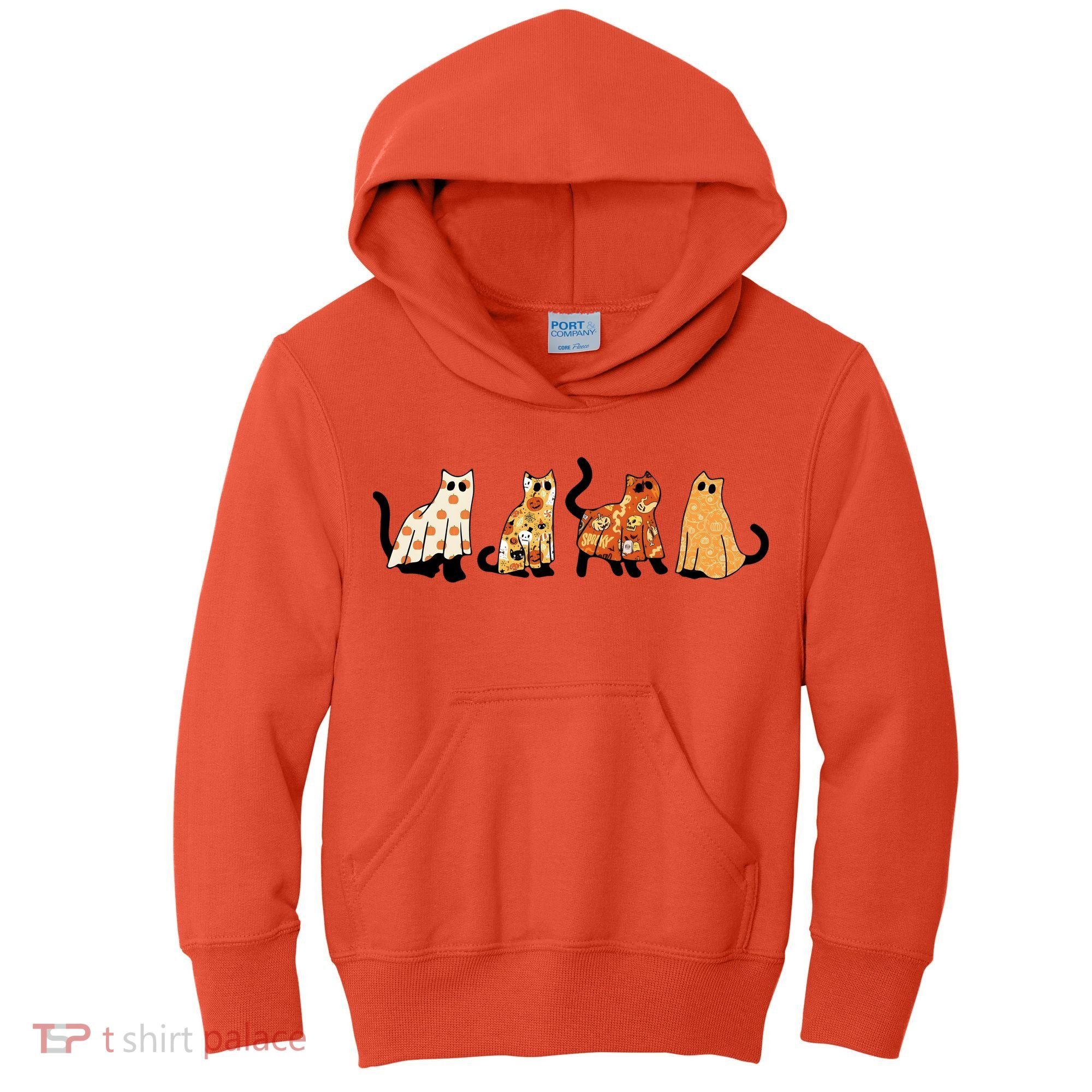 Halloween Funny Ghost Cat Lover Scary Spooky Kids Hoodie