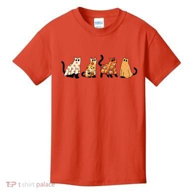 Halloween Funny Ghost Cat Lover Scary Spooky Kids T-Shirt