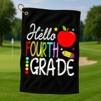 Hello Fourth Grade Team 4th Grade Back To School Teacher Golf Towel thumb 1
