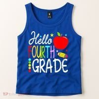 Hello Fourth Grade Team 4th Grade Back To School Teacher Tank Top thumb 2