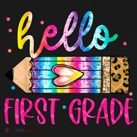 Hello First Grade Leopard Tie Dye Pencil Long Sleeve Shirt thumb 2