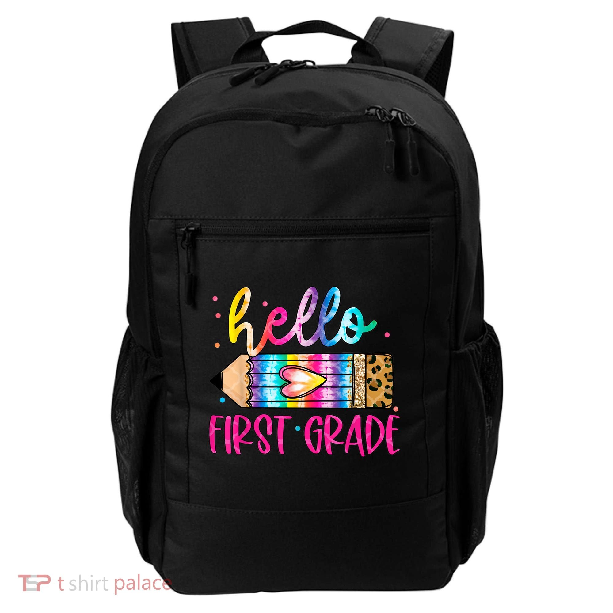 Hello First Grade Leopard Tie Dye Pencil Backpack