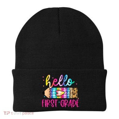 Hello First Grade Leopard Tie Dye Pencil Beanie