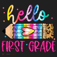 Hello First Grade Leopard Tie Dye Pencil Beanie thumb 2