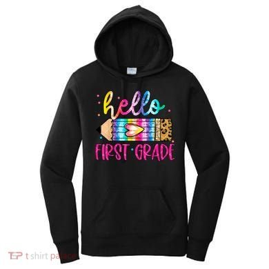Hello First Grade Leopard Tie Dye Pencil Women's Hoodie