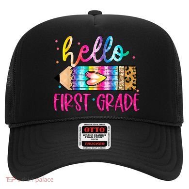 Hello First Grade Leopard Tie Dye Pencil Hat