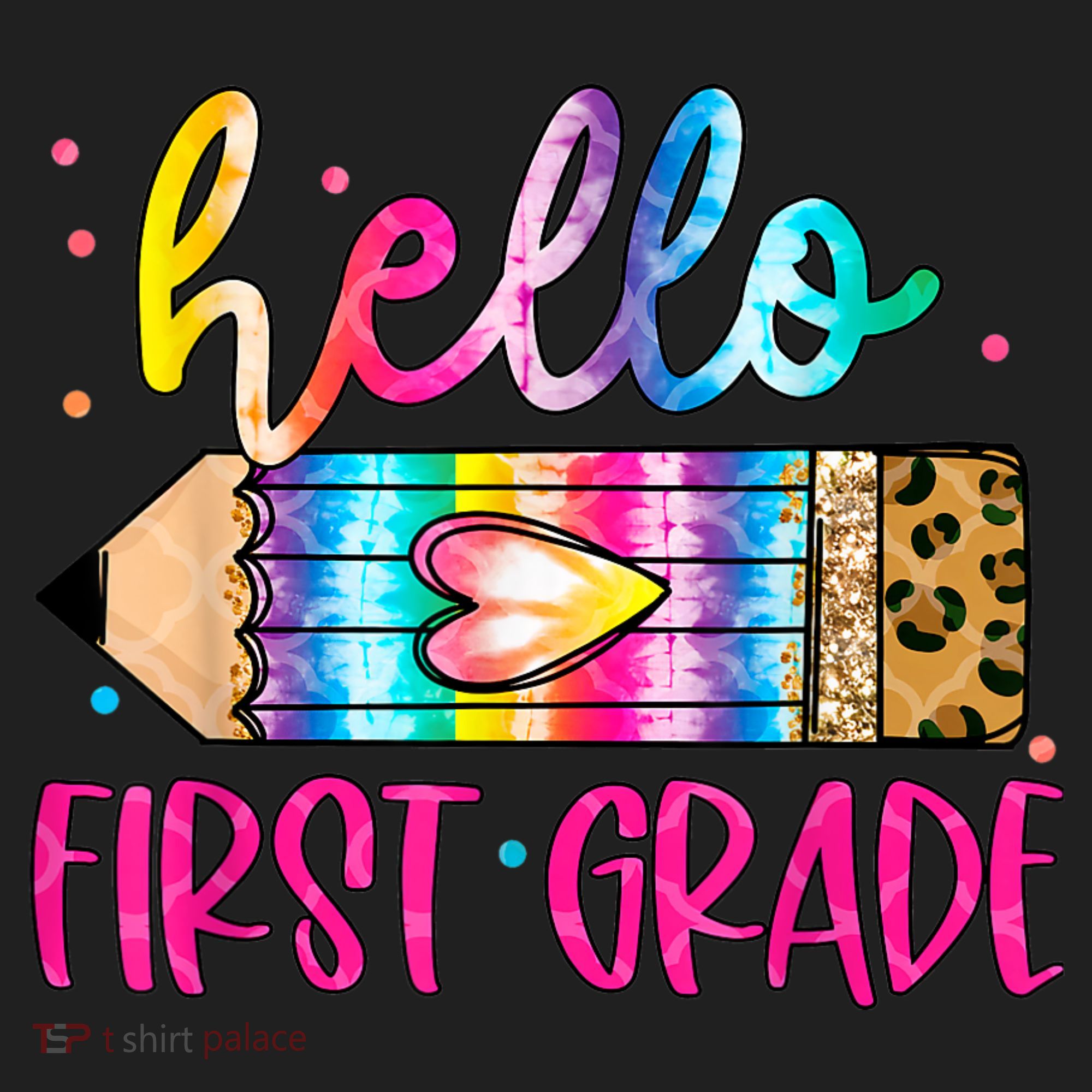 Hello First Grade Leopard Tie Dye Pencil Hat