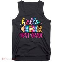 Hello First Grade Leopard Tie Dye Pencil Tank Top thumb 0