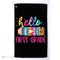 Hello First Grade Leopard Tie Dye Pencil Golf Towel thumb 0