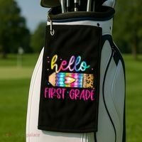 Hello First Grade Leopard Tie Dye Pencil Golf Towel thumb 2