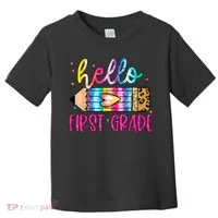 Hello First Grade Leopard Tie Dye Pencil Toddler T-Shirt thumb 0
