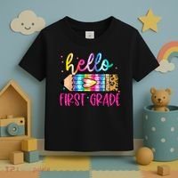 Hello First Grade Leopard Tie Dye Pencil Toddler T-Shirt thumb 3