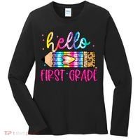 Hello First Grade Leopard Tie Dye Pencil Women's Long Sleeve Shirt thumb 0