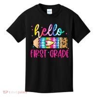 Hello First Grade Leopard Tie Dye Pencil Kids T-Shirt thumb 0