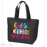 Hello First Grade Leopard Tie Dye Pencil Tote Bag thumb 3