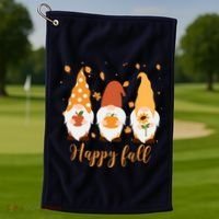 Happy Fall Gnome Festive Cute Golf Towel thumb 1
