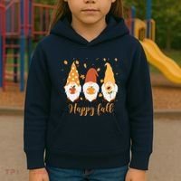 Happy Fall Gnome Festive Cute Kids Hoodie thumb 3