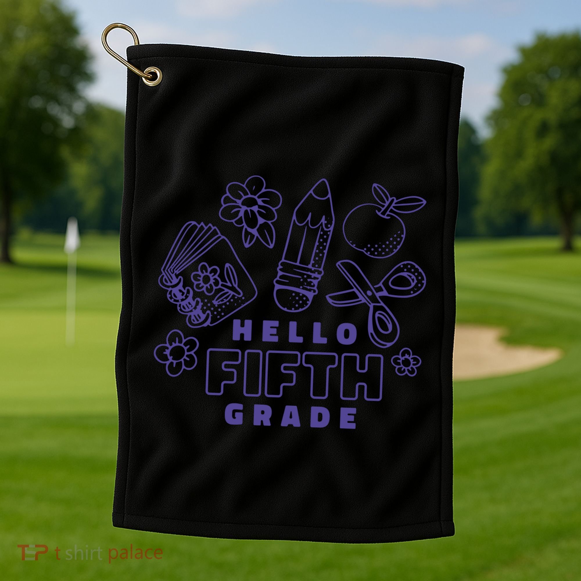 Hello Fifth Grade School Golf Towel
