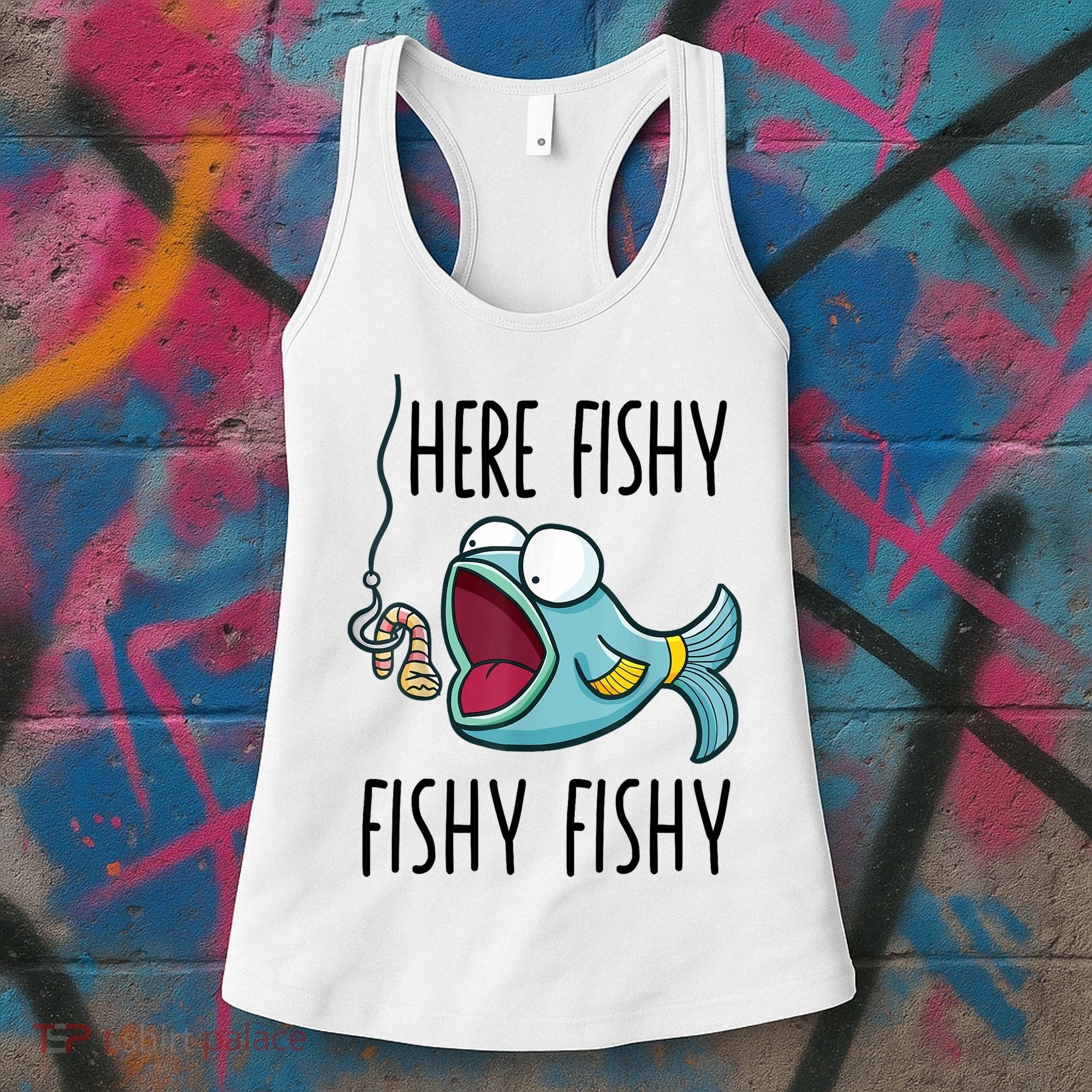 Here Fishy Girl Cute Fish Funny Fishing Gift Women's Tank Top