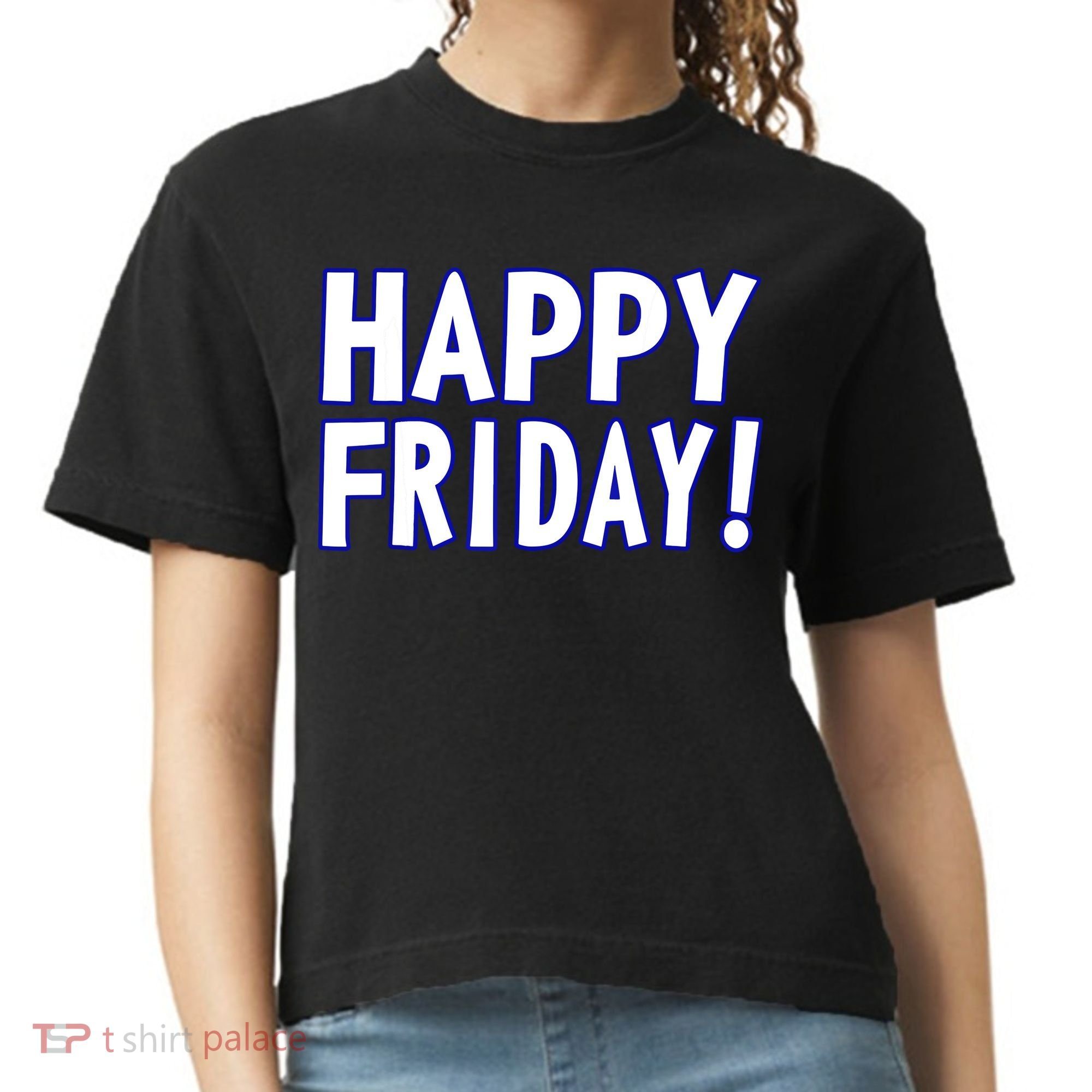 Happy Friday Gif Weekend Celebration Work Office Comfort Colors Boxy T-Shirt