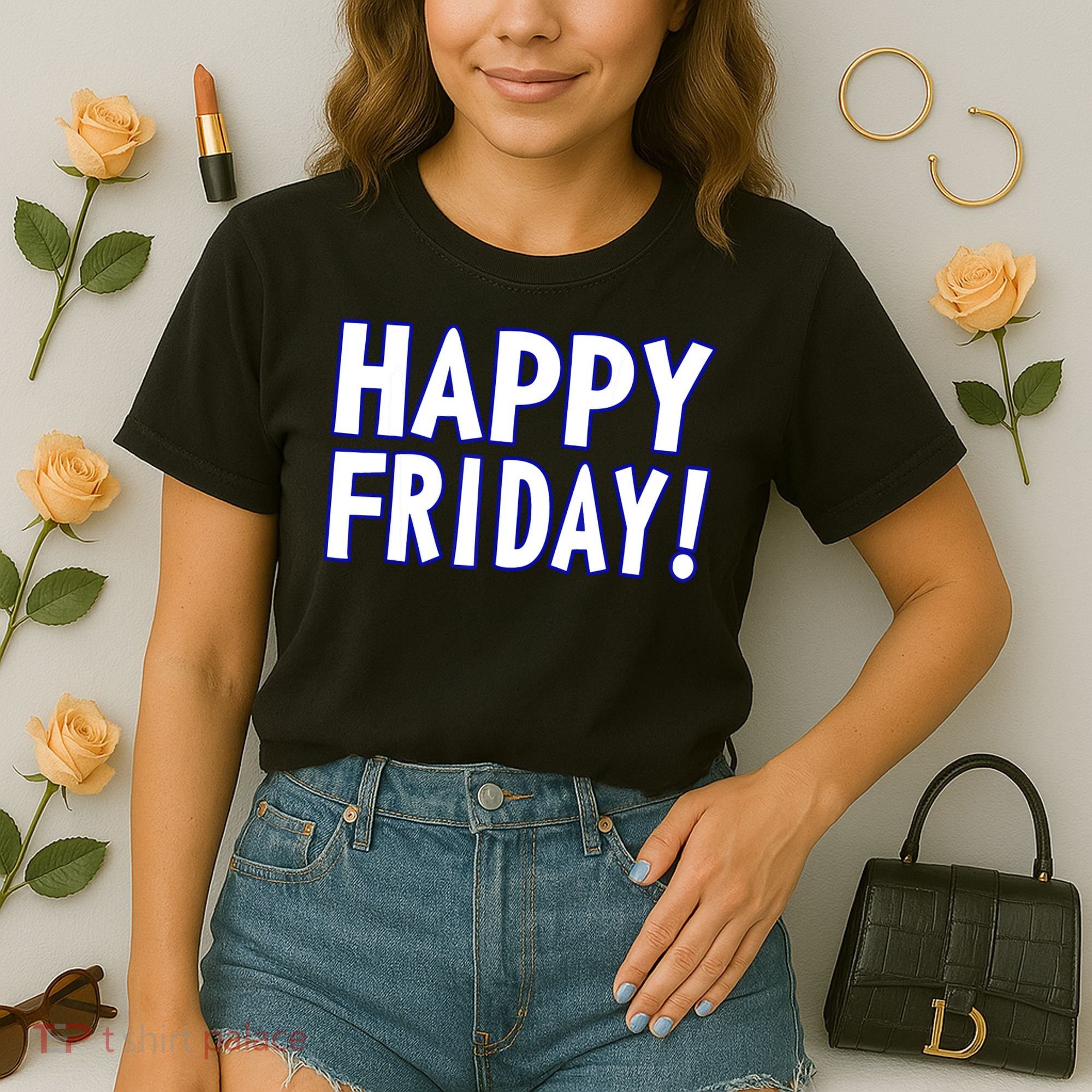 Happy Friday Gif Weekend Celebration Work Office Comfort Colors Boxy T-Shirt