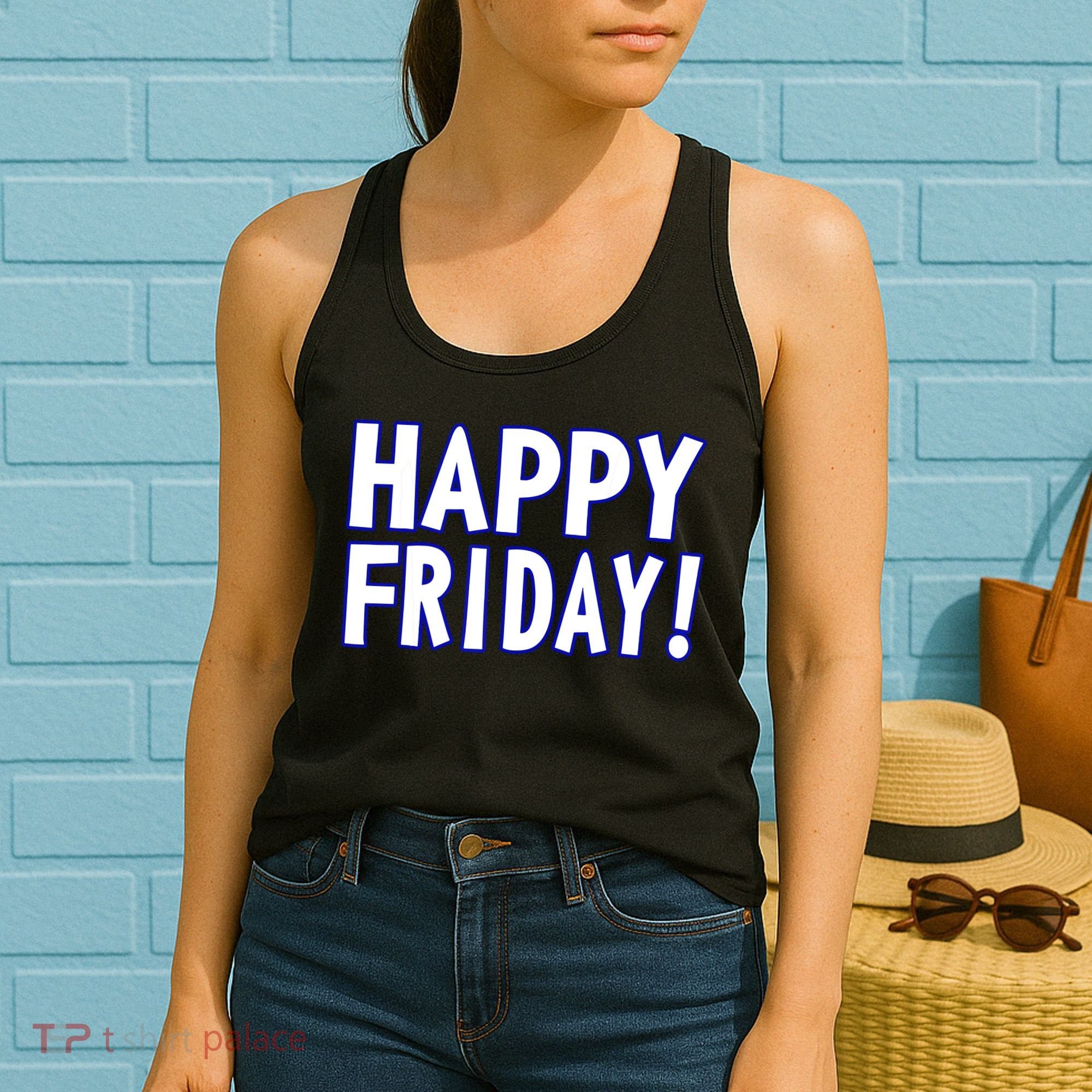 Happy Friday Gif Weekend Celebration Work Office Women's Tank Top