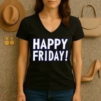 Happy Friday Gif Weekend Celebration Work Office Women's V-Neck T-Shirt thumb 3