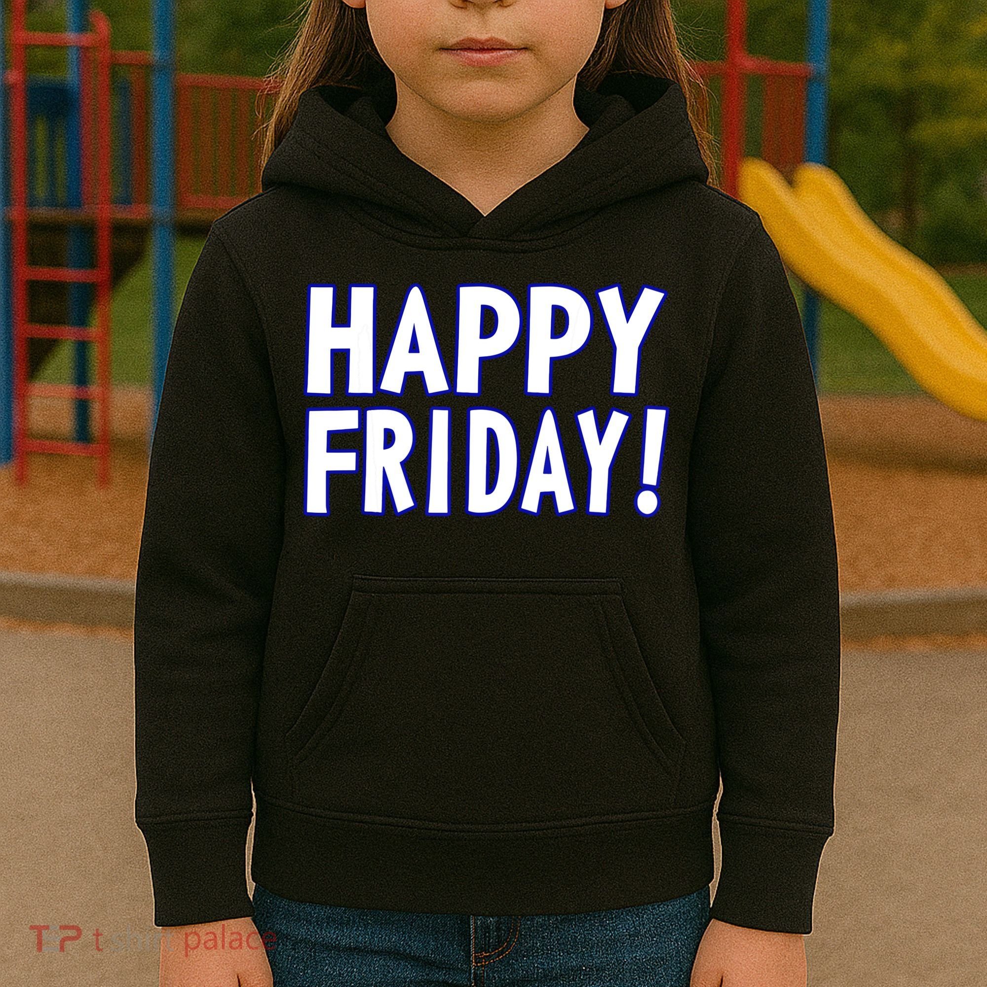 Happy Friday Gif Weekend Celebration Work Office Kids Hoodie