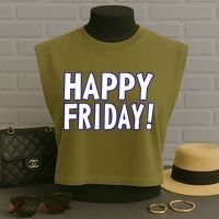 Happy Friday Gif Weekend Celebration Work Office Garment-Dyed Women's Muscle Tee thumb 3