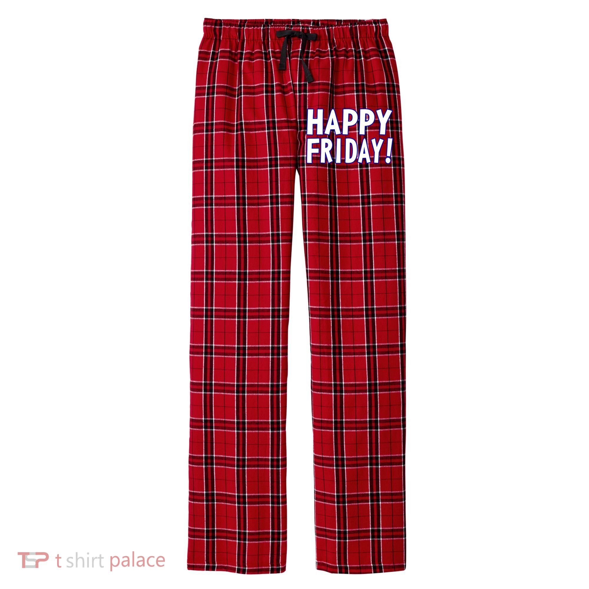 Happy Friday Gif Weekend Celebration Work Office Men's Flannel Plaid Pajama Pants