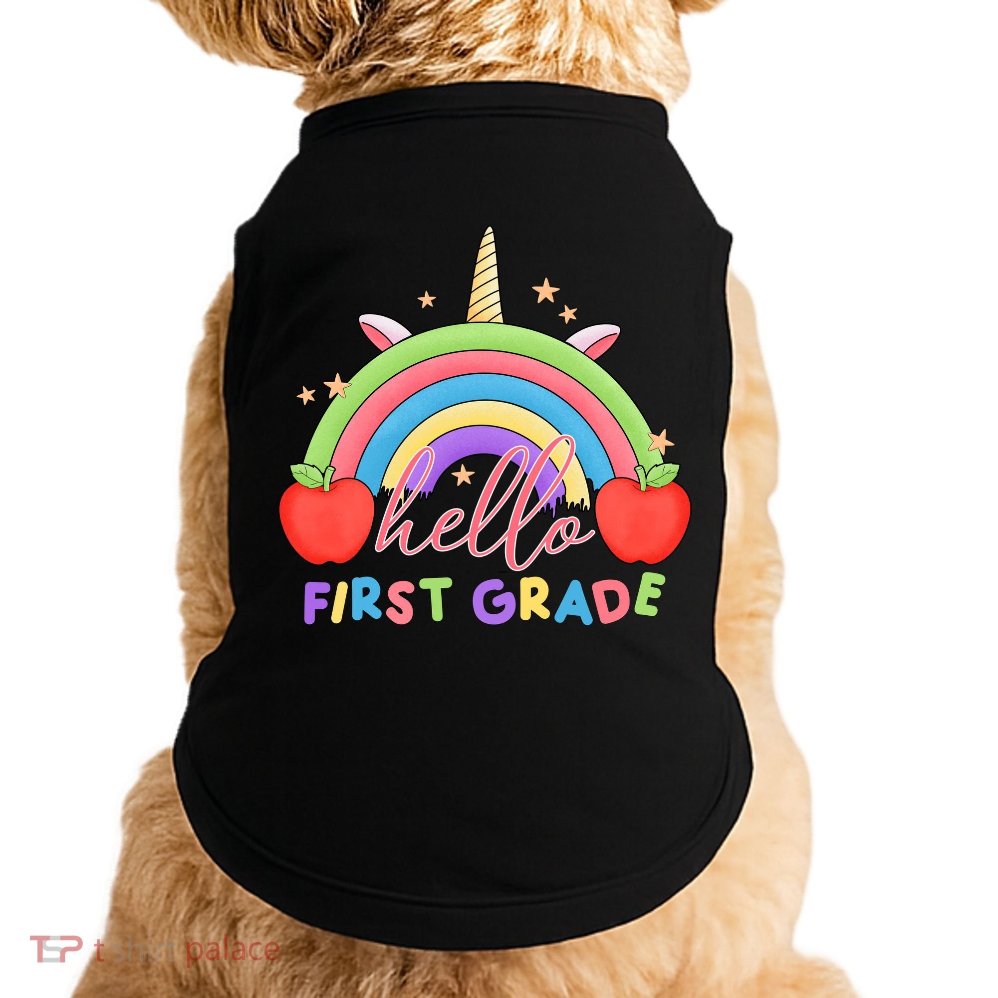 Hello First Grade Rainbow Back To School Doggie Tank