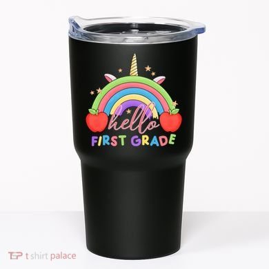 Hello First Grade Rainbow Back To School Tumbler