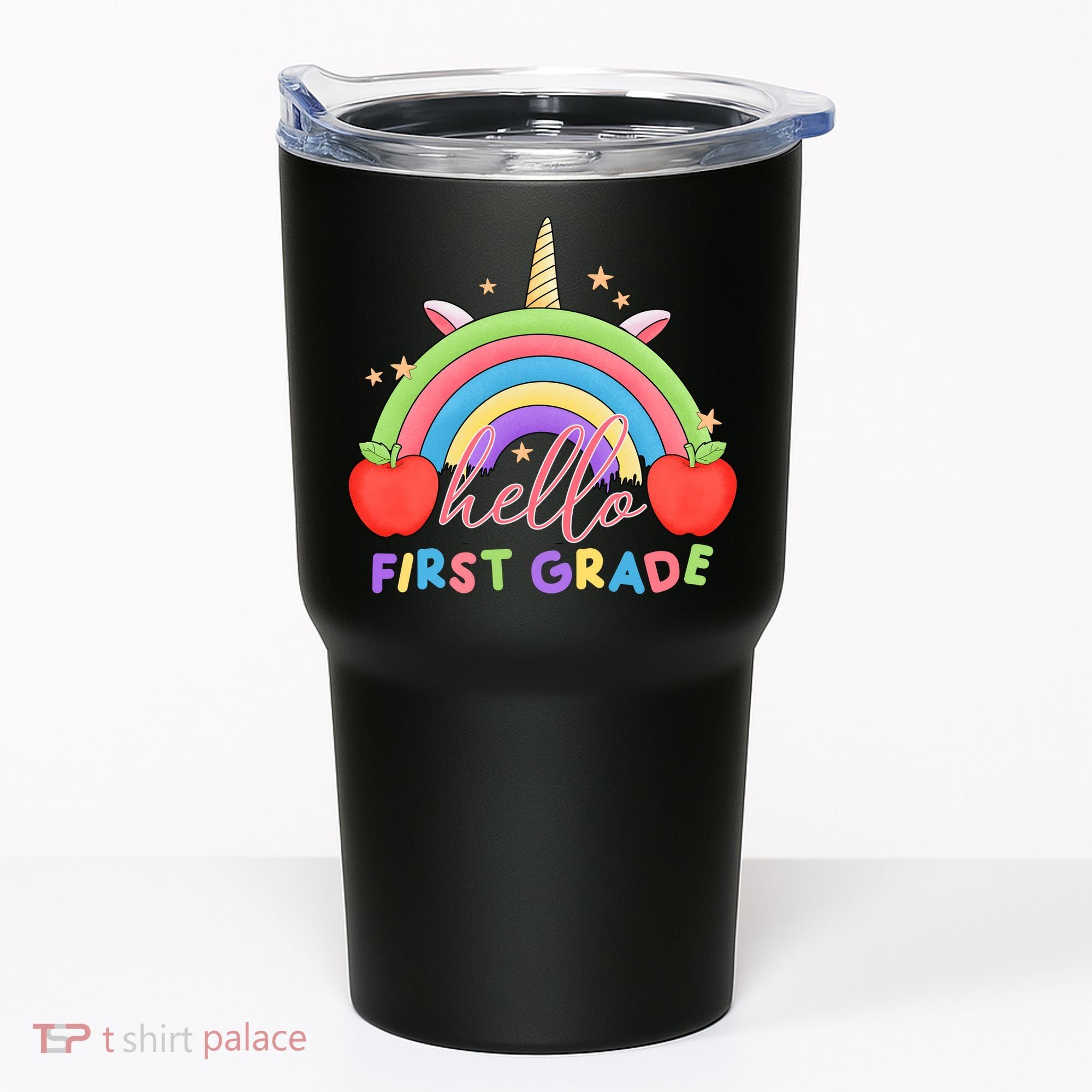 Hello First Grade Rainbow Back To School Tumbler