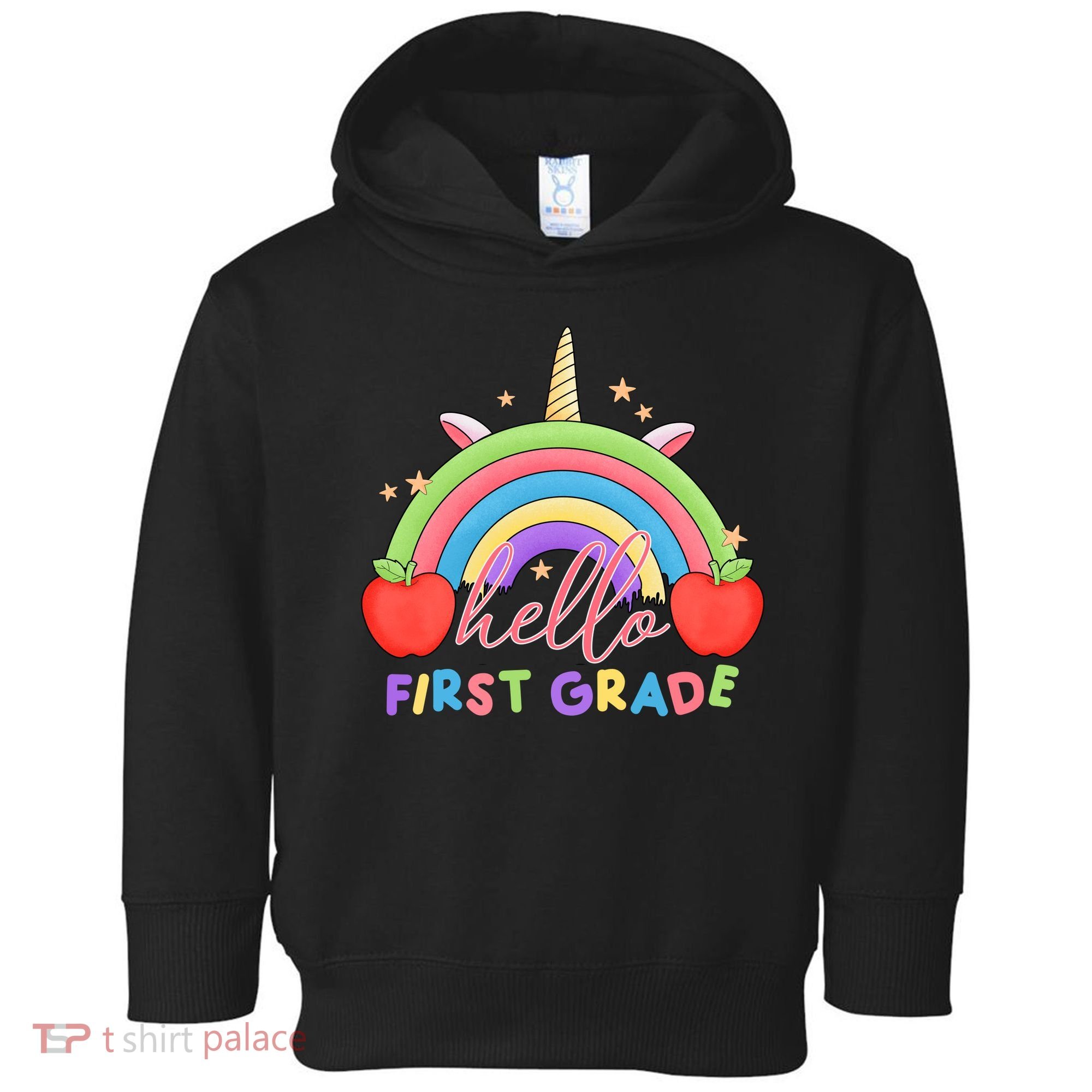 Hello First Grade Rainbow Back To School Toddler Hoodie