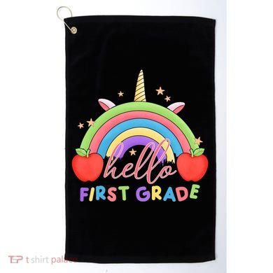 Hello First Grade Rainbow Back To School Golf Towel