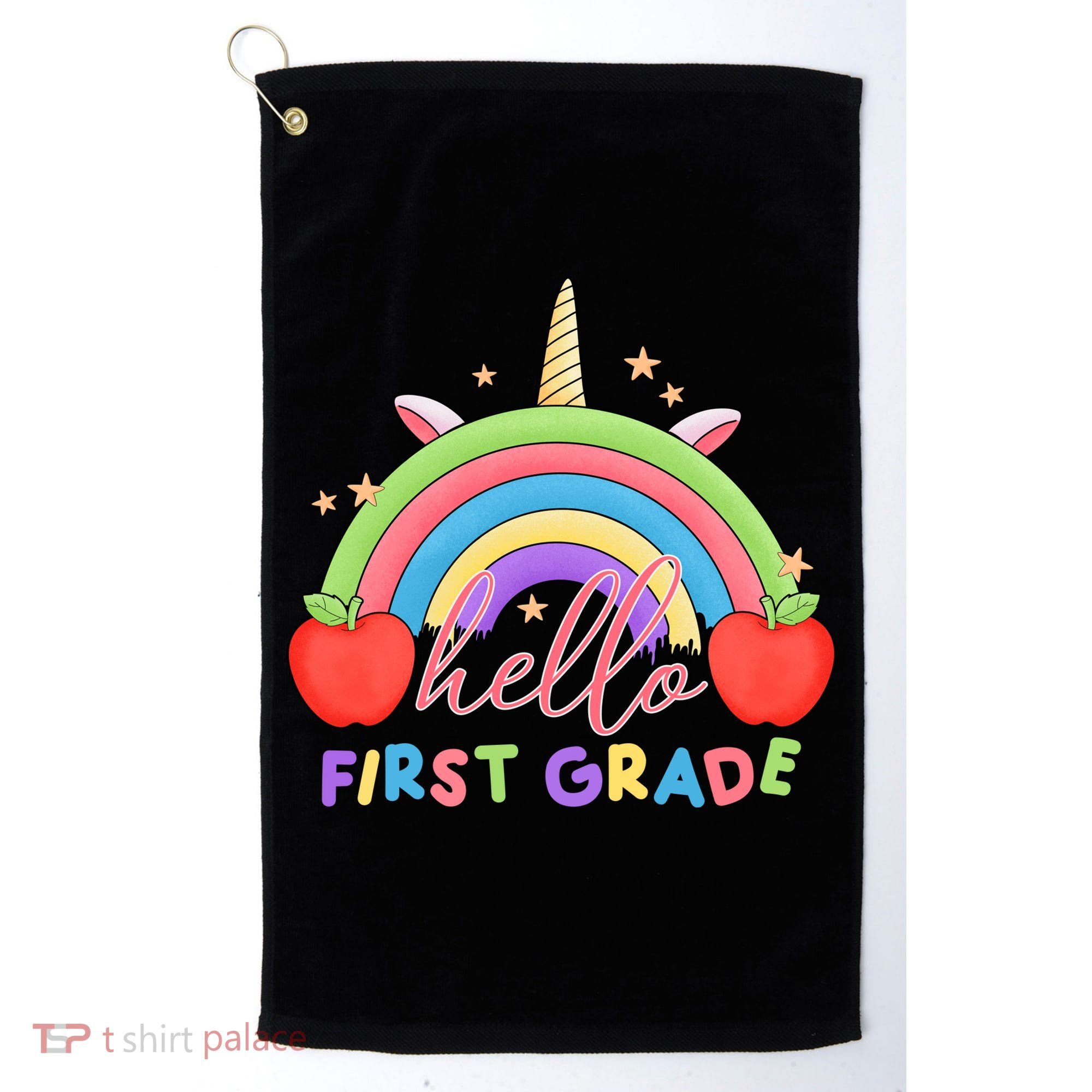 Hello First Grade Rainbow Back To School Golf Towel