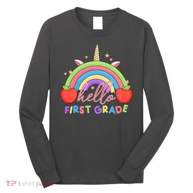 Hello First Grade Rainbow Back To School Long Sleeve Shirt