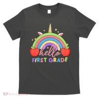 Hello First Grade Rainbow Back To School T-Shirt thumb 0